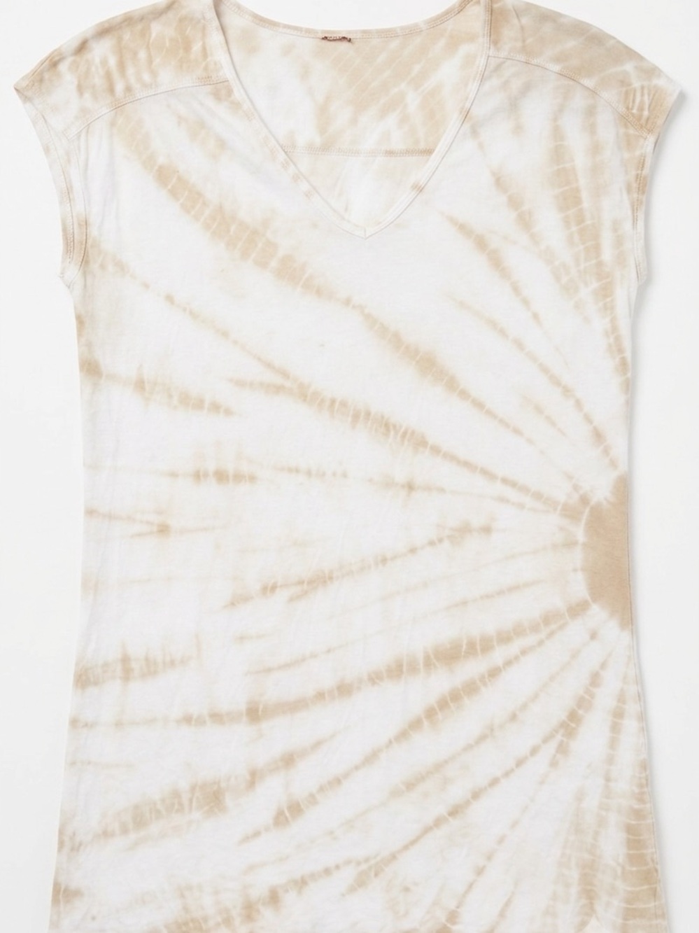 Anthropologie 🤎 Neutral Boho Tie-Dye Cap Sleeve V-Neck Tee 🤎